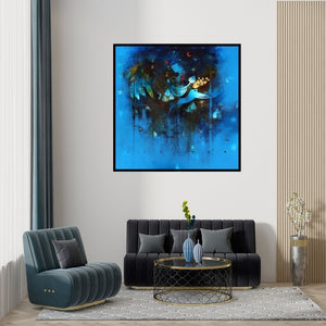 Preview of 'Jagdish' Painting by Amol Pawar shown on a wall in a furnished room.