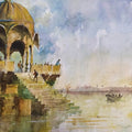 Jaisalmer Gadisar Lake' religious watercolor painting by artist Sankara Babu, 11x17 inch, on paper
