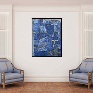 In-situ view of Pravin Randive's 'Jalakar (A World of Blues)' painting in a room