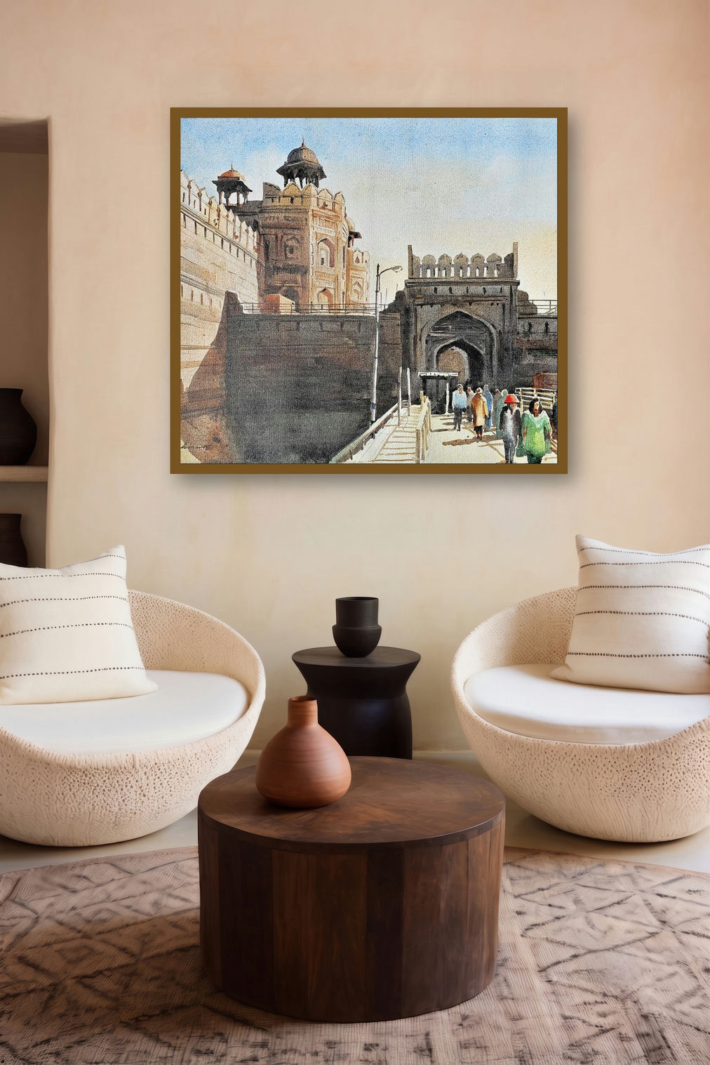Jama Masjid (Majestic Red Fort**) by artist Ranabir Saha displayed in a Curated gallery