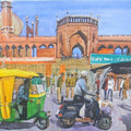 Cityscape watercolor painting titled 'Jama Masjid Delhi', 22x30 inches, by artist Bipul Roy on Fabriano Paper