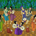 Figurative acrylic painting titled 'Jamboree', 76x37 inches, by artist Chetan Katigar on Canvas