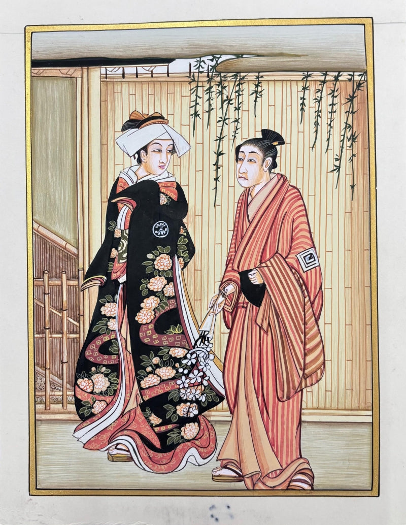 Japanese Miniature 5' figurative miniature Traditional Art by artist Unknown, 11x8 inch, on paper