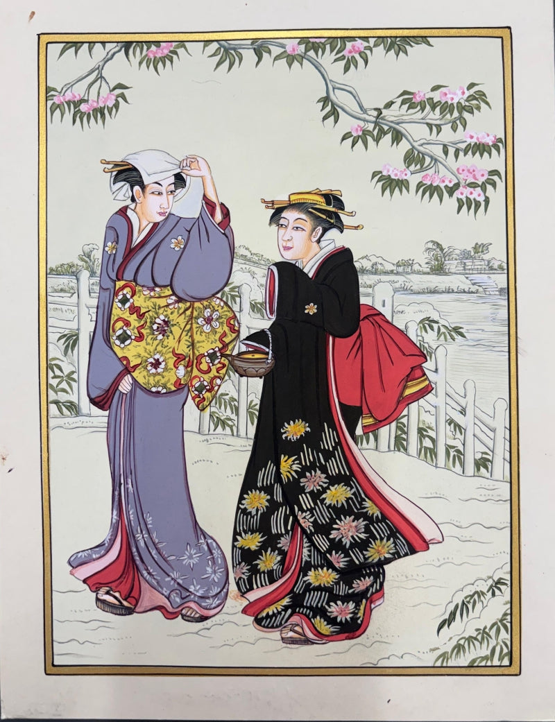 Japanese Miniature 6' figurative miniature Traditional Art by artist Unknown, 11x8 inch, on paper