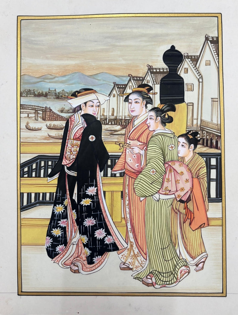 Japanese Miniature 7' figurative miniature Traditional Art by artist Unknown, 11x8 inch, on paper