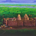 Religious acrylic painting titled 'Jejuri Temple', 20x30 inches, by artist Yogesh Lahane on Canvas