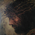 Religious oil painting titled 'Jesus', 16x14 inches, by artist Sabir Hussain on Canvas