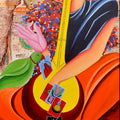 Figurative acrylic painting titled 'Jiggyasa', 48x24 inches, by artist Deepali Mundra on Canvas