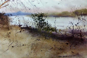 Jim Corbet ( Uttar Pradesh ) by Kiran Gunjkar, Original Watercolor Landscape Painting on Handmade Paper