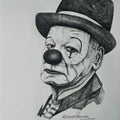 Expressionist graphite drawing titled 'Joker', 16x12 inches, by artist Kedar Panchal on Paper