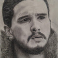 Portrait charcoal drawing titled 'Jon Snow', 10x7 inches, by artist Joanne Morais on Paper