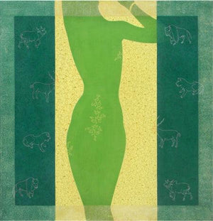 Journey 2 by Ram Prasad Halder, Original Tempera Fantasy Painting on Canvas, Large Square Wall Art