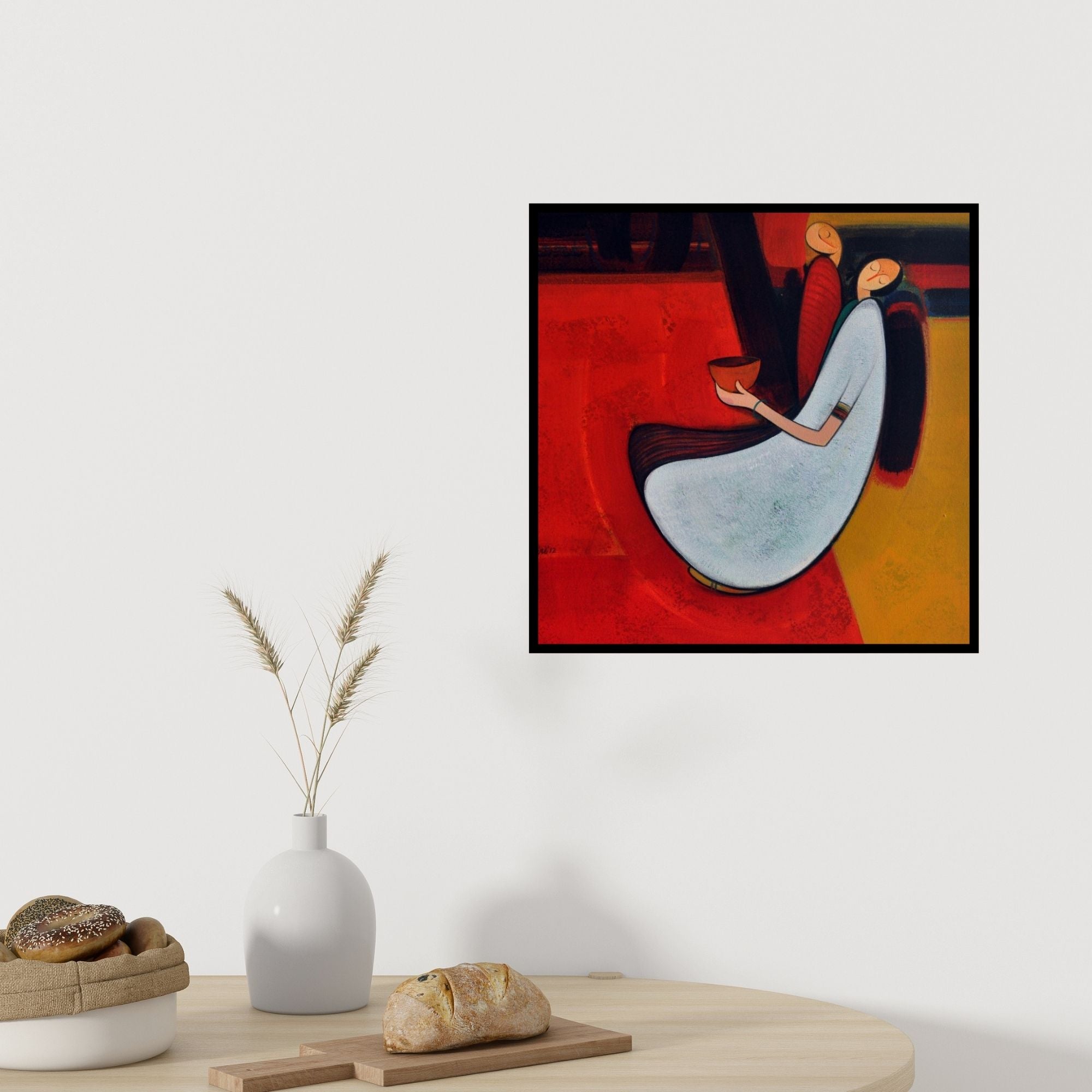 In-situ view of Dattatraya Thombare's 'Journey' painting in a room