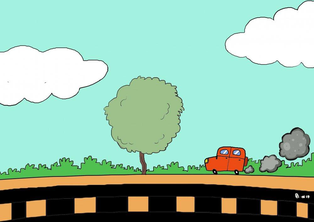 Cartoon Illustration digital art titled 'Journey', 14x20 inches, by artist Deep Paul on canvas