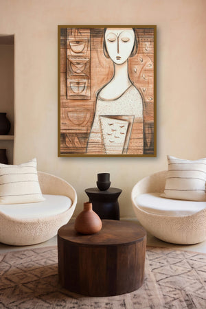 Journey Iii (Quietude: A Moment of Reflection) by artist Dattatraya Thombare displayed in a Luxury gallery