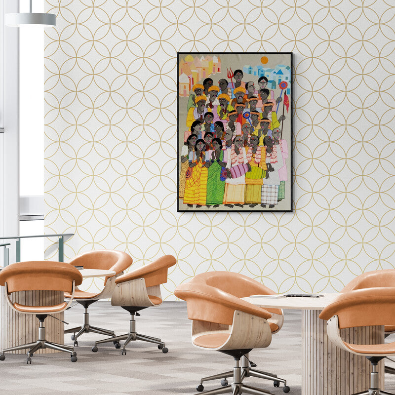 In-situ view of Dhan Prasad's 'Journey Of Joy And Wishes' painting in a room