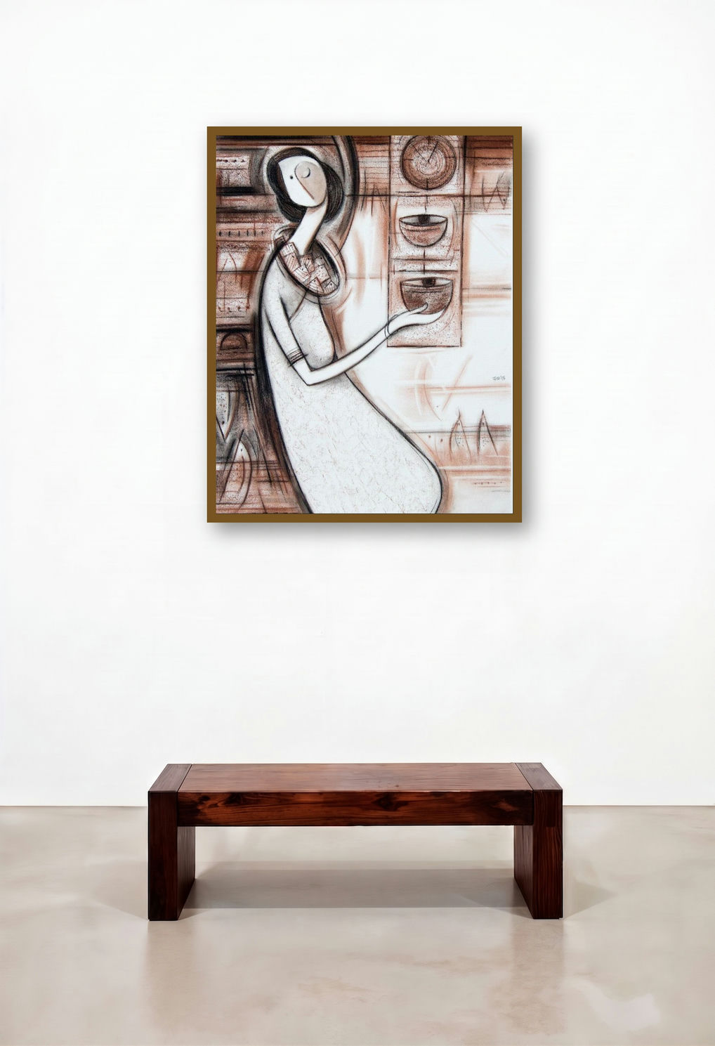 Journey V (Echoes of Time: A Symbolic Offering) by artist Dattatraya Thombare displayed in a Boutique Hotel Style Executive Office