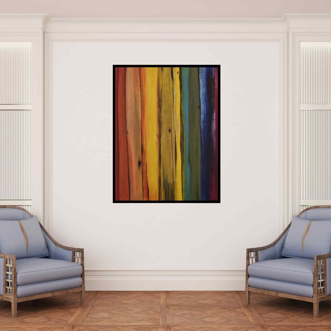 In-situ view of Durshit Bhaskar's 'Joy (Spectrum of Hues)' painting in a room