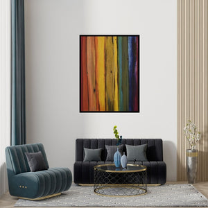 Preview of 'Joy (Spectrum of Hues)' Painting by Durshit Bhaskar shown on a wall in a furnished room.