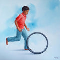 Joy Of Childhood' figurative watercolor painting by artist Rahul Salve, 12x12 inch, on paper