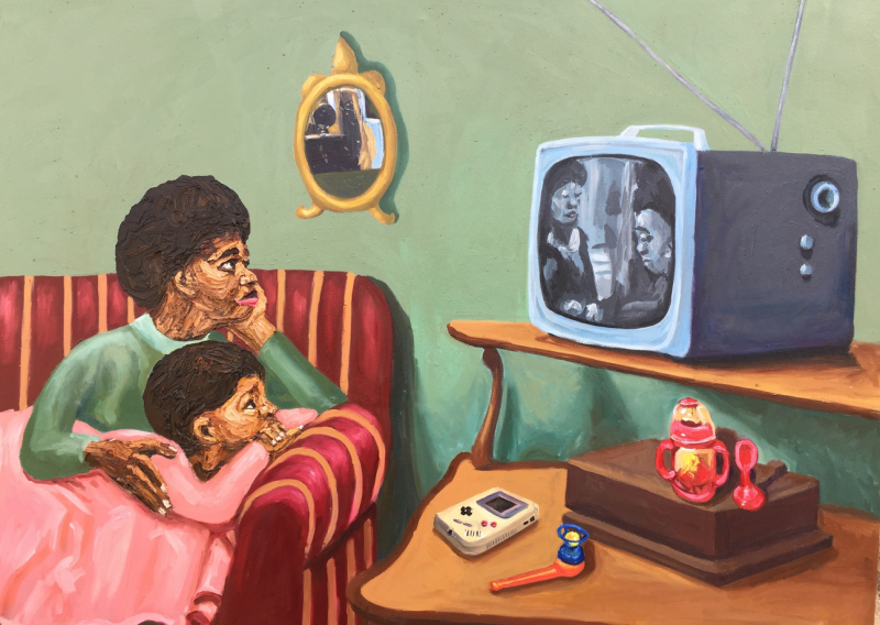 'Joy Of Motherhood' figurative oil painting by artist Ganiyat Abdulazeez, 30x40 inch, on canvas