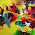 contemporary acrylic painting titled 'Joy Of Music 23', 34x59 inches, by artist Ranjit Singh Kurmi on Canvas
