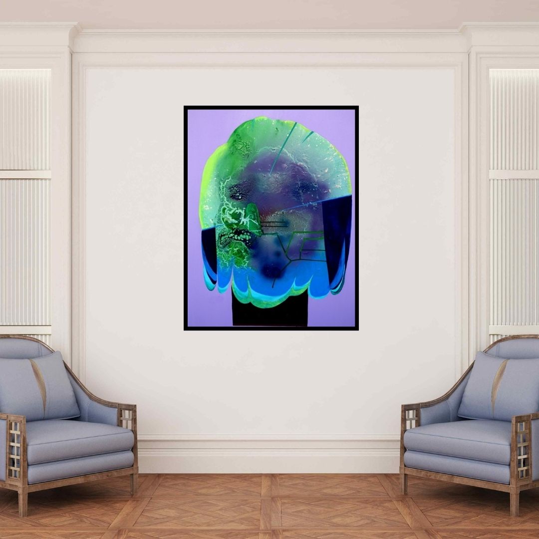 In-situ view of Vidhyasagar Upadhyay's 'Joyful 6 (Cosmic Contemplation)' painting in a room