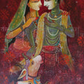 Jugal Shree 2' religious acrylic painting by artist Atin Mitra, 36x24 inch, on canvas