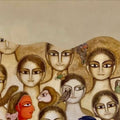 Kaaga Rey' figurative acrylic painting by artist Meenakshi Jha Banerjee, 48x80 inch, on canvas