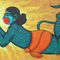Kabalikruta Swallower Of The Sun' religious acrylic-charcoal painting by artist Pratiksha Bothe, 36x60 inch, on canvas