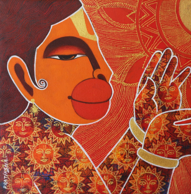 Kabalikruta Swallower Of The Sun 2' religious acrylic painting by artist Pratiksha Bothe, 12x12 inch, on canvas