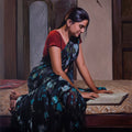 Kadambari' figurative oil painting by artist Mahesh Soundatte, 39x27 inch, on linen