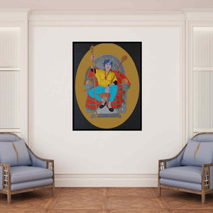 In-situ view of Bandana Kumari's 'Kaho Thakur (Queen of the Present)' painting in a room