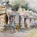 Kailasanathar Temple' religious watercolor painting by artist Sankara Babu, 11x17 inch, on paper