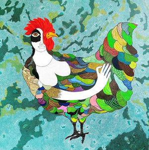 contemporary acrylic ink painting titled 'Kal Ka Kisan', 48x48 inches, by artist Poonam Kishor on Canvas