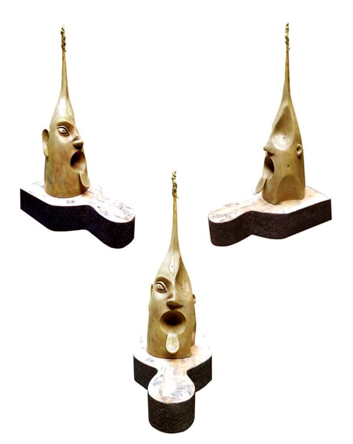 Kali' portrait Bronze sculpture by artist Sukanta Chowdhury, 22x8 inch, on bronze