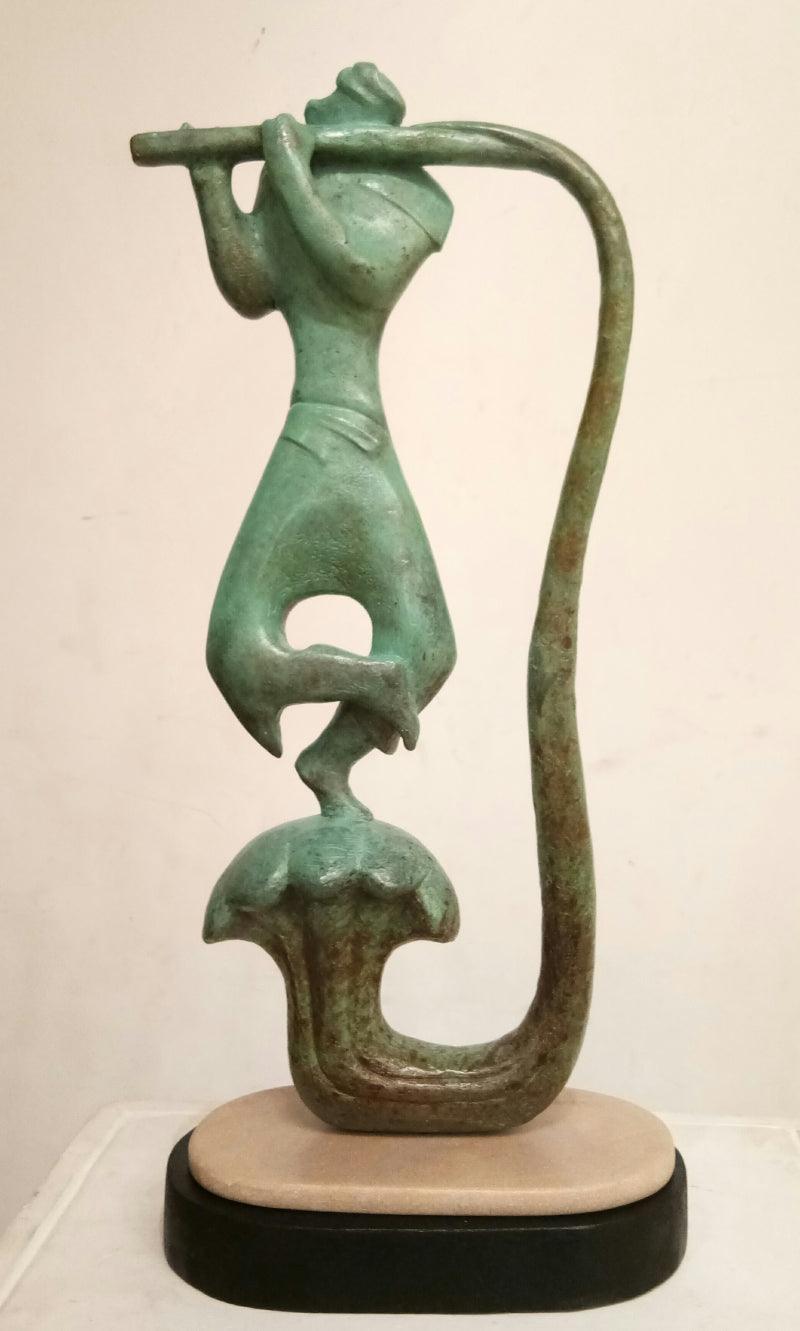 Figurative sculpture titled 'Kalia Daman', 19x9x6 inches, by artist Dilip Paul on Bronze