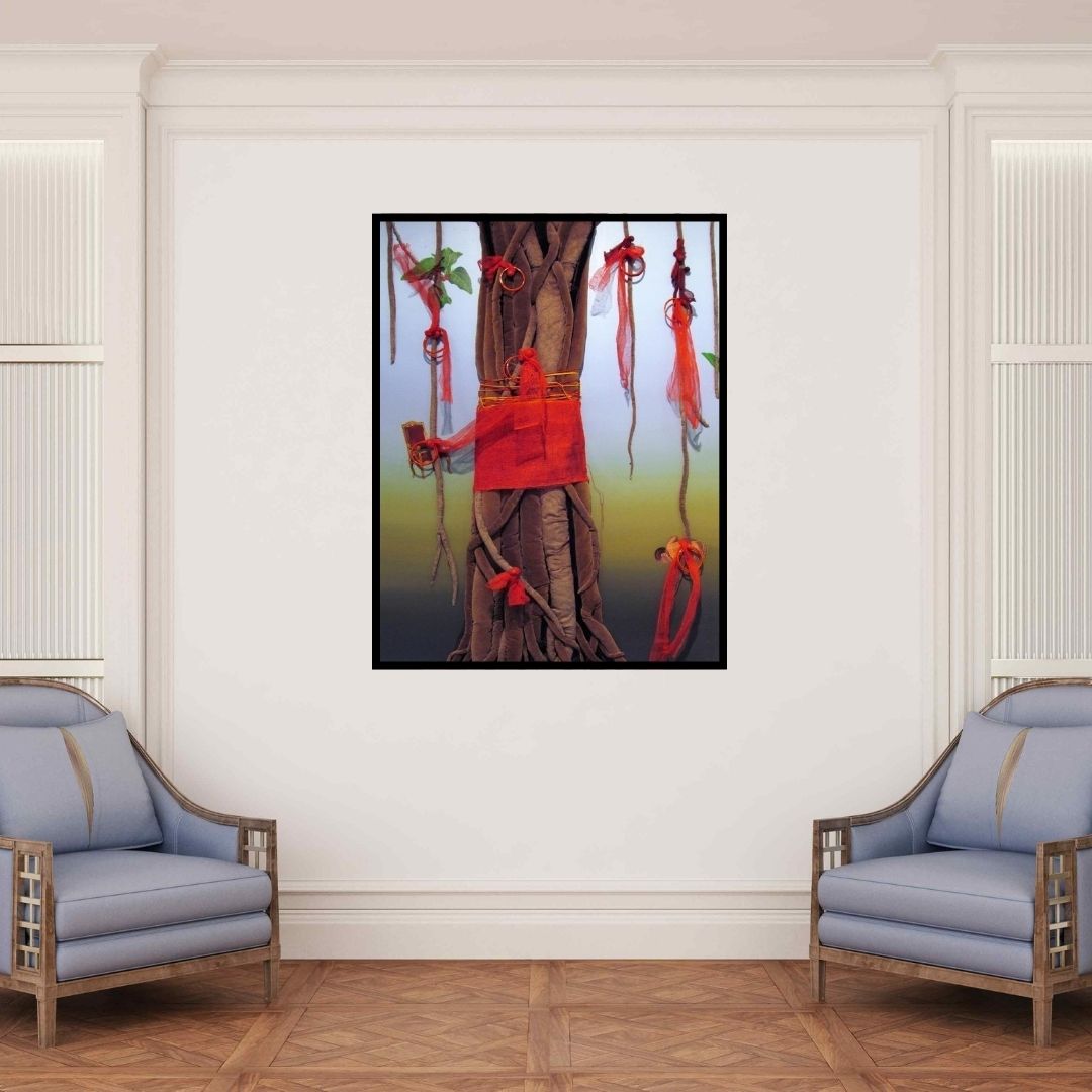 In-situ view of Pranita Das's 'Kalpavriksha (Tree of Wishes)' painting in a room
