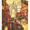 Cityscape serigraphs painting titled 'Kalupur Darwaza', 30x24 inches, by artist Vrindavan Solanki on Paper