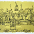 Religious serigraphs painting titled 'Kalupur Temple', 15x22 inches, by artist Vrindavan Solanki on Paper