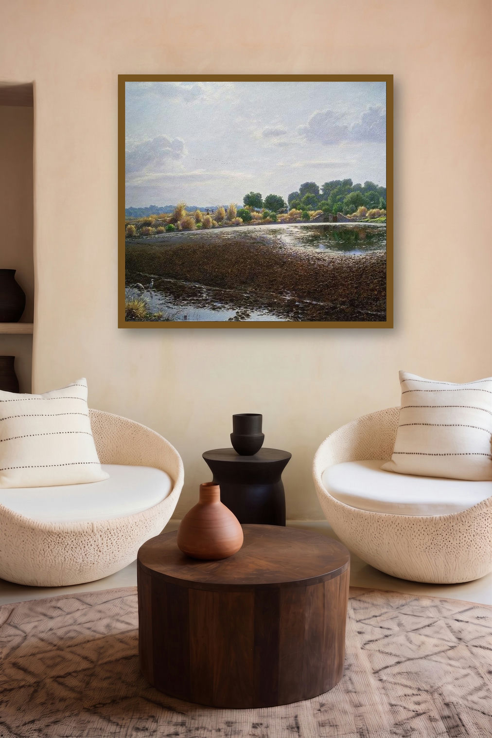Kalvat Miraroad (Marshland Melody) by artist Sanjay Sarfare displayed in a Curated gallery