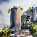 Landscape watercolor painting titled 'Kalyan Darwaja Sinhgad', 40x30 inches, by artist Ramdas Thorat on Paper