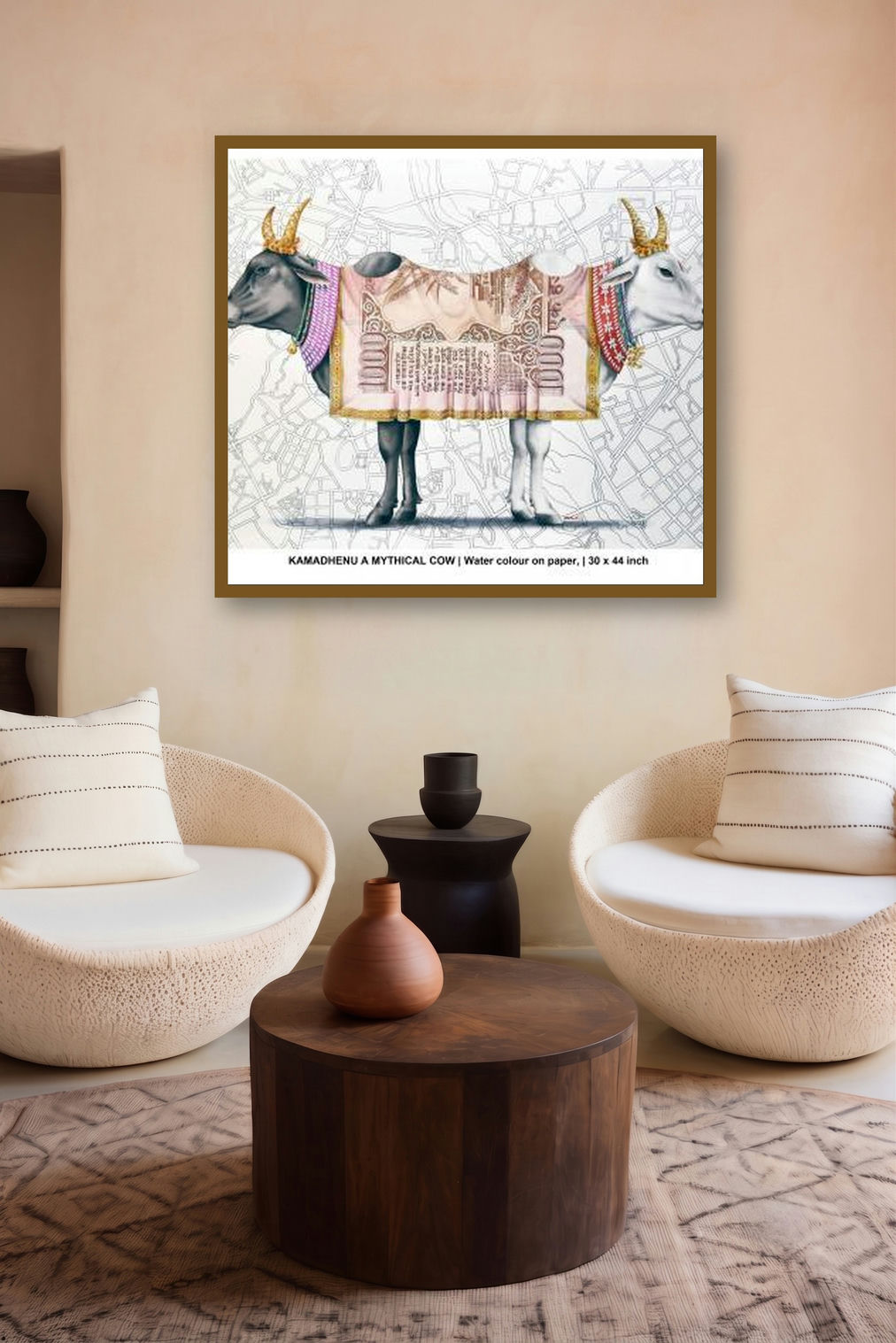 Kamadhenu A Mythical Cow by artist Rohit Sharma displayed in a Boutique gallery