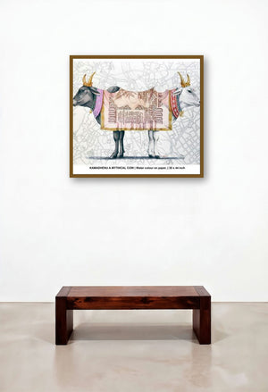 Kamadhenu A Mythical Cow by artist Rohit Sharma displayed in a Coastal Hallway