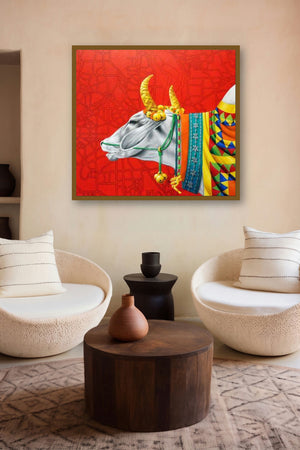Kamadhenu Iii by artist Rohit Sharma displayed in a Indian Art gallery