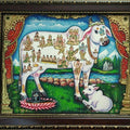 Religious tanjore traditional art titled 'Kamadhenu Tanjore Painting 2', 16x20 inches, by artist VANI VIJAY on Plywood