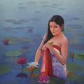 Kamala' figurative oil painting by artist Kamal Rao, 48x36 inch, on canvas