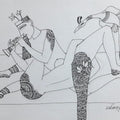 Erotic graphite drawing titled 'Kamasutra 3', 12x17 inches, by artist Krishna Ashok on Paper