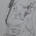 Erotic graphite drawing titled 'Kamasutra', 12x17 inches, by artist Krishna Ashok on Paper