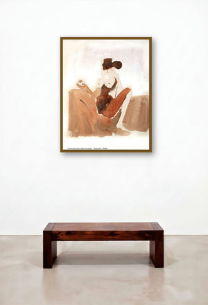 Kamasutra Nude Couple 2 (Forbidden Knowledge) by artist Arun K Mishra displayed in a Mid-Century Modern Family Room